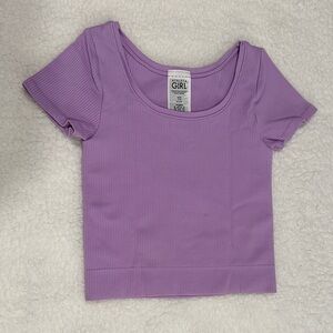 Athleta Girls- Lavender Ribbed Crop tee- size XS -NWOT